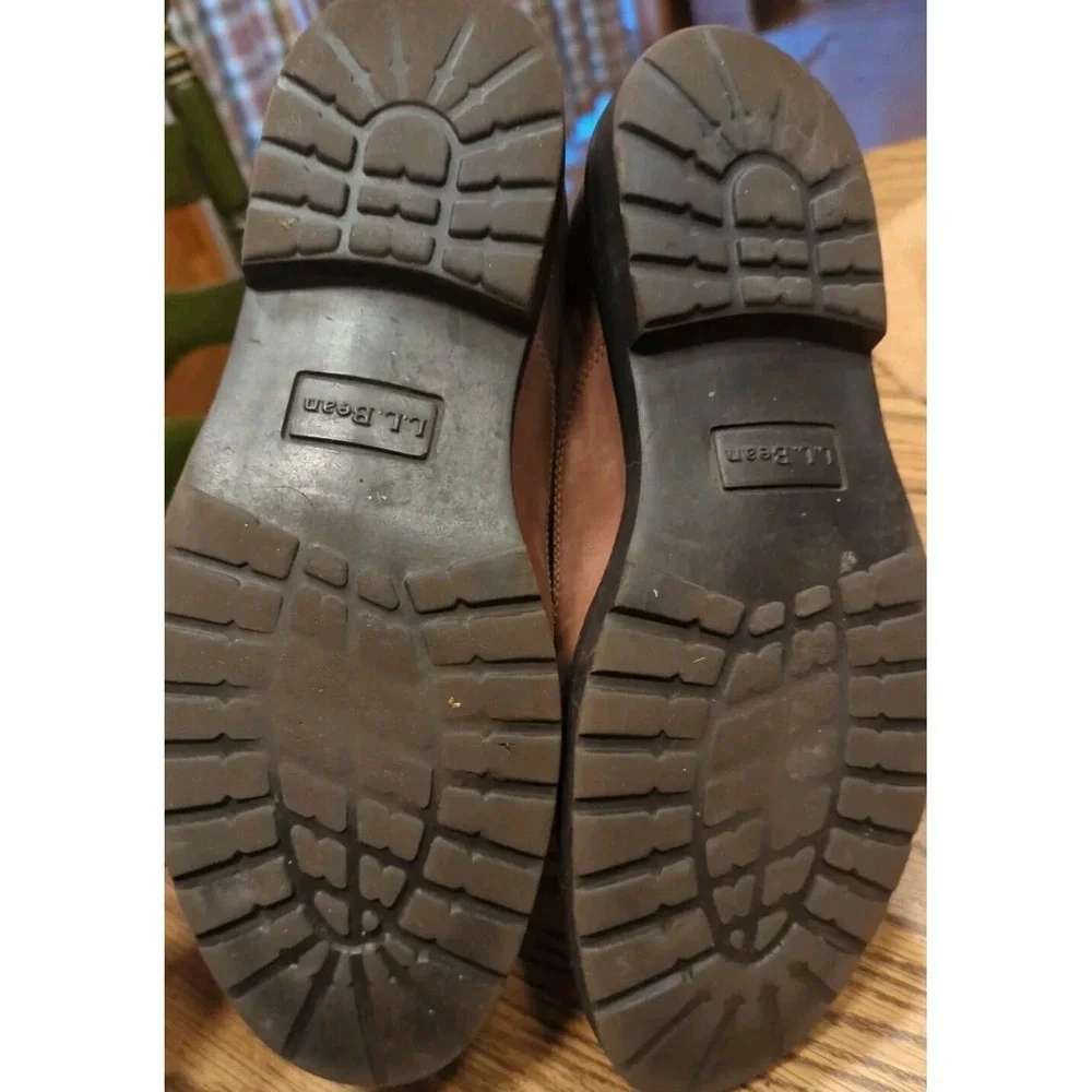 LL Bean Brown Leather Loafer Men's US 10.5 D Lace‎ Up Oxford Distressed Shoes